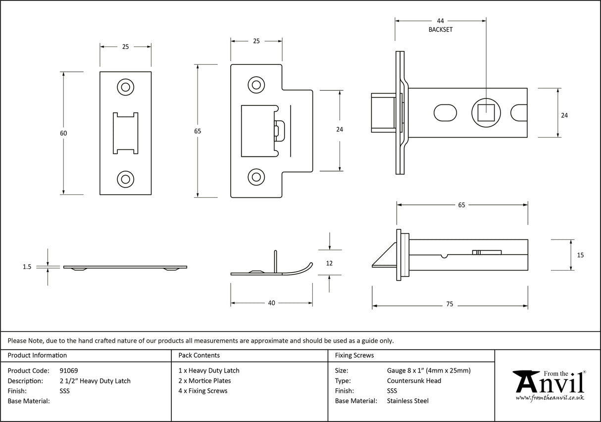 From The Anvil - SSS 2½" Heavy Duty Latch | Sku. 91069 | Trade Door Handles.