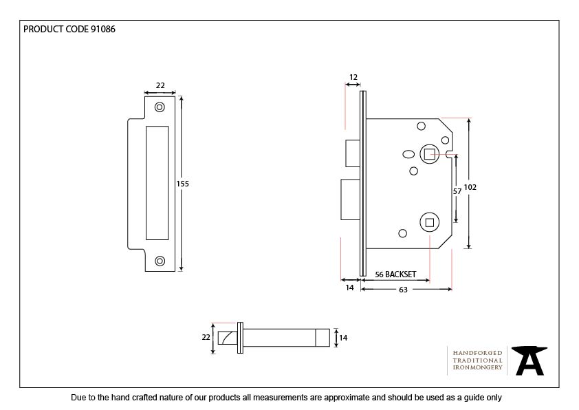 From The Anvil - Nickel 3" Bathroom Mortice Lock | Sku. 91086 | Trade Door Handles.