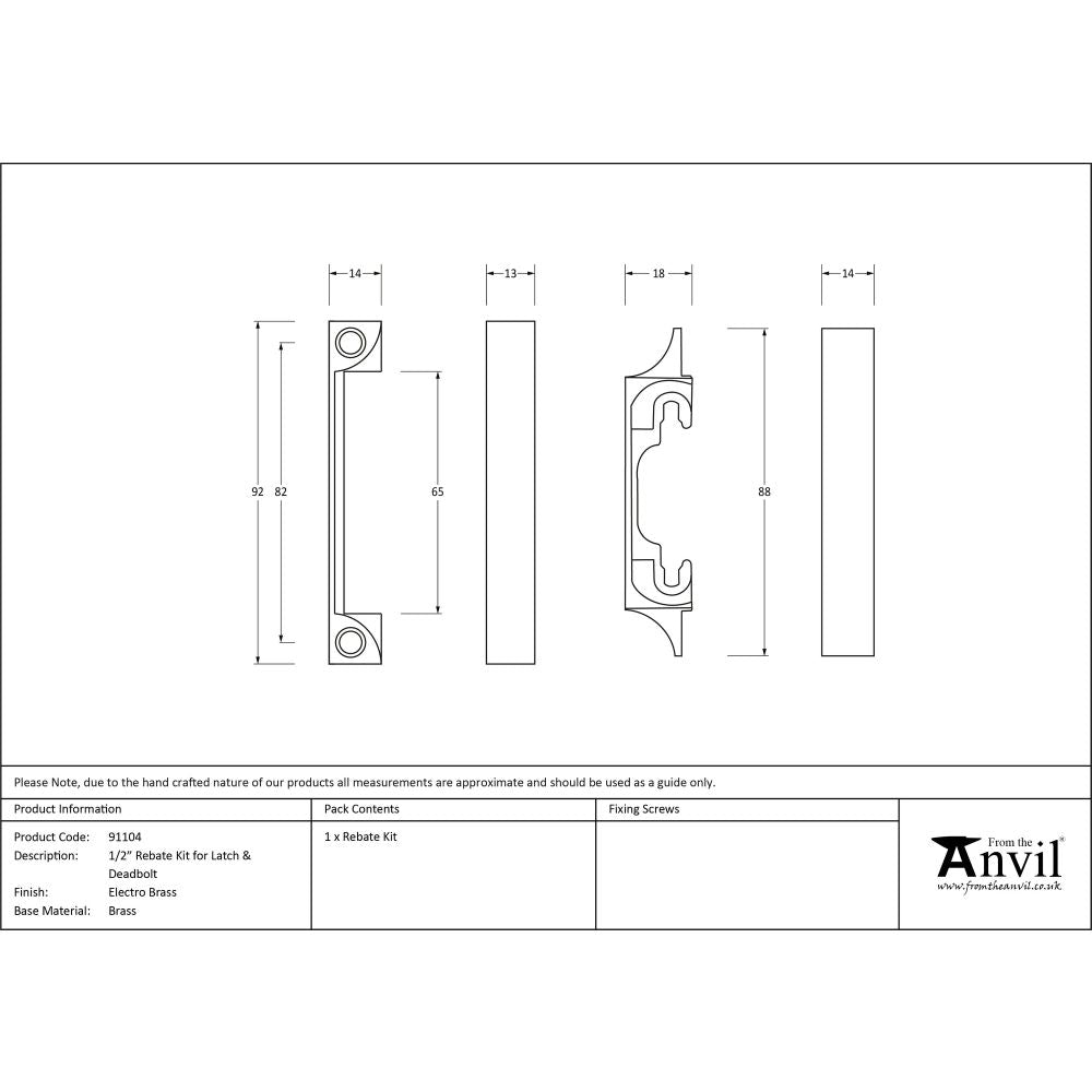 From The Anvil - Electro Brass ½" Rebate Kit for Latch and Deadbolt | Sku. 91104 | Trade Door Handles.