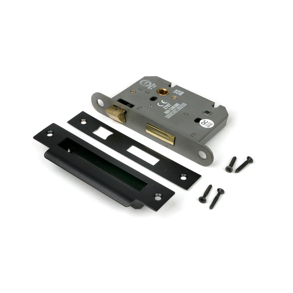 From The Anvil - Black 3" Heavy Duty Bathroom Mortice Lock | Sku. 91108 | Trade Door Handles.