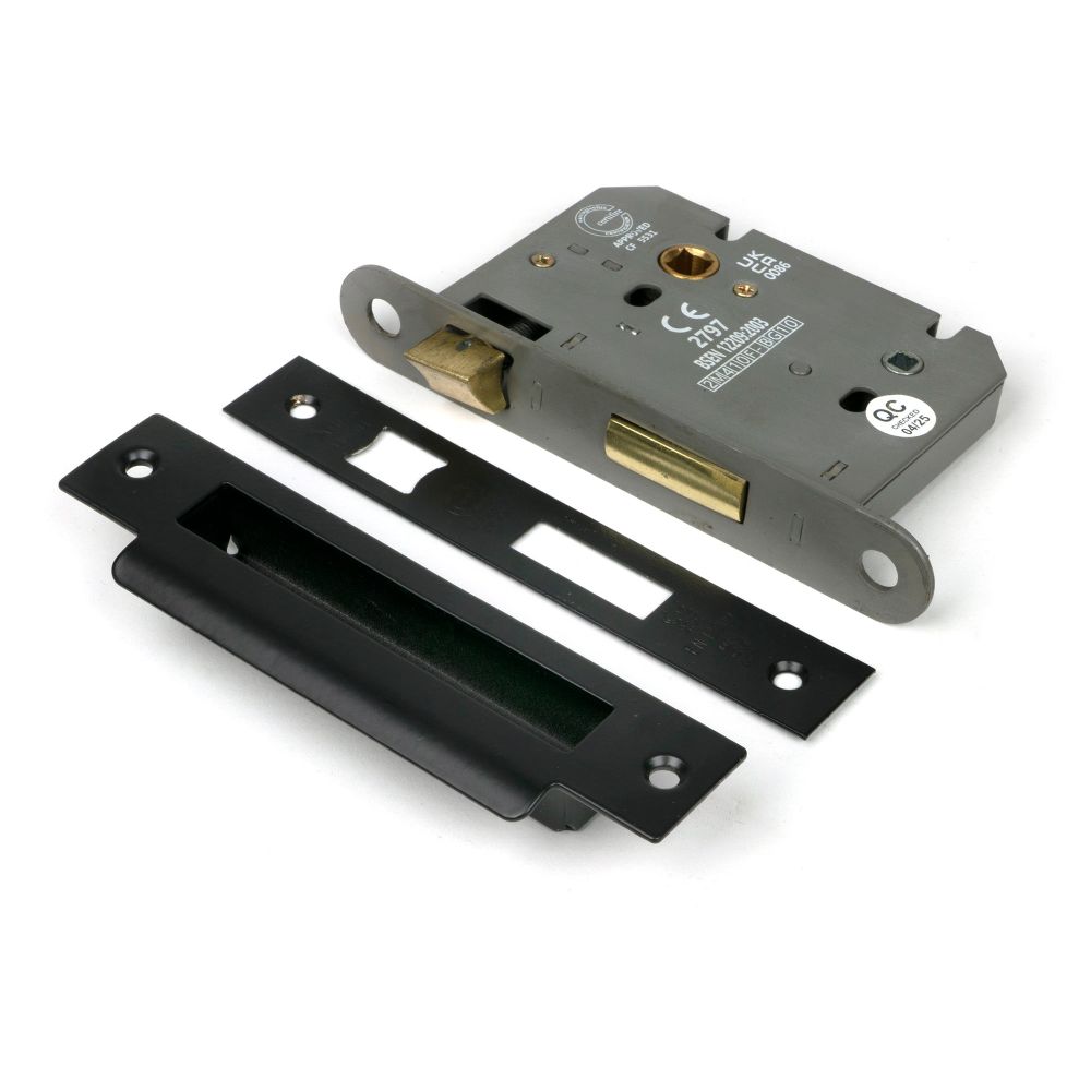 From The Anvil - Black 3" Heavy Duty Bathroom Mortice Lock | Sku. 91108 | Trade Door Handles.