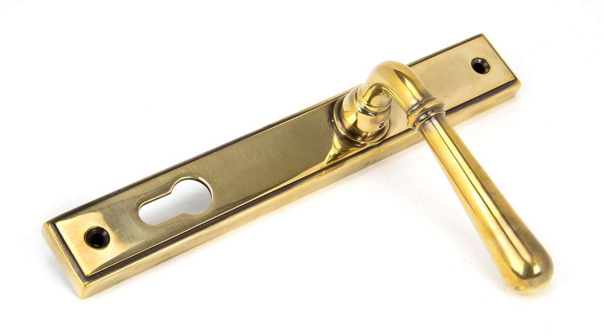 From The Anvil - Aged Brass Newbury Slimline Lever Espag. Lock Set | Sku. 91413 | Trade Door Handles.