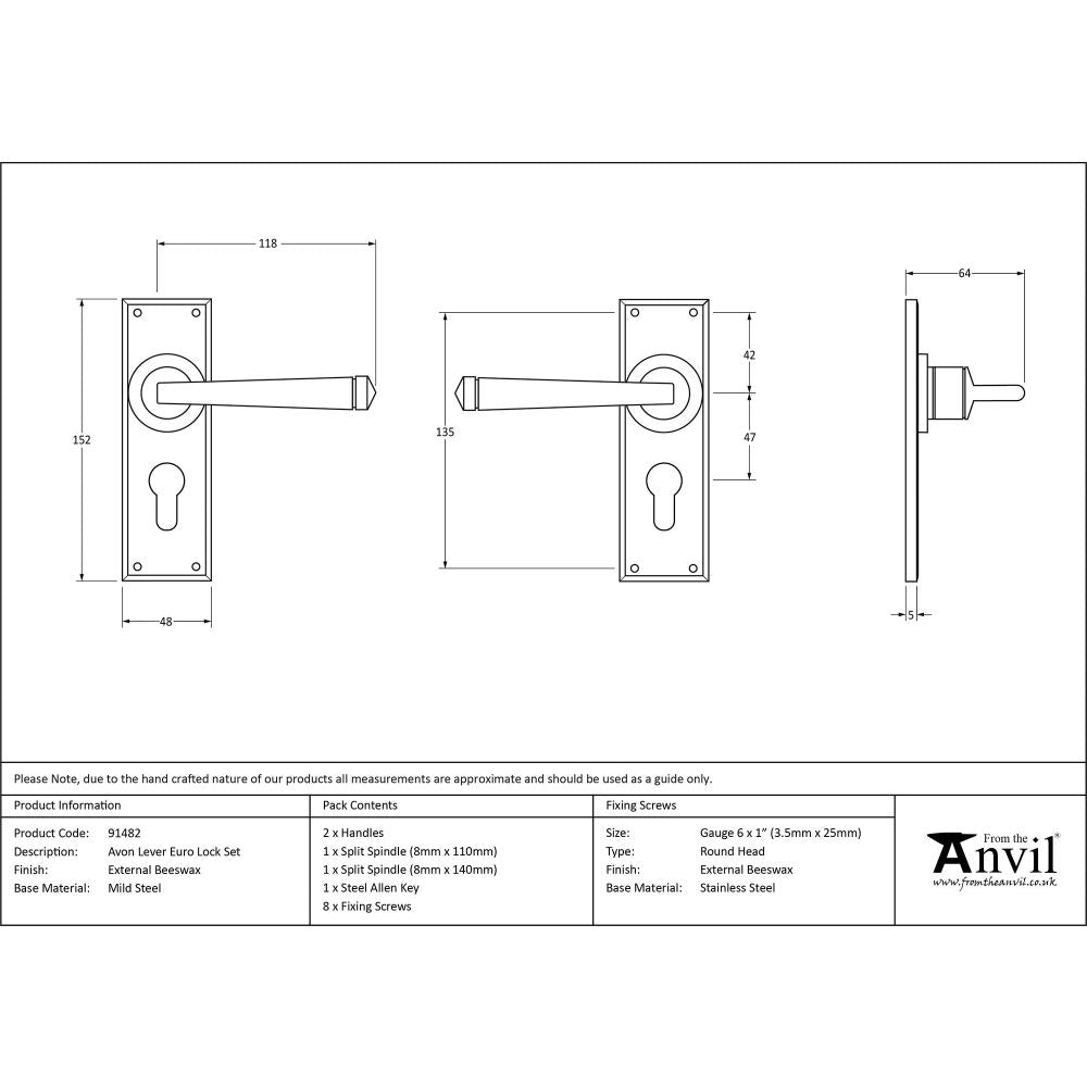 From The Anvil - External Beeswax Avon Lever Euro Lock Set | Sku. 91482 | Trade Door Handles.