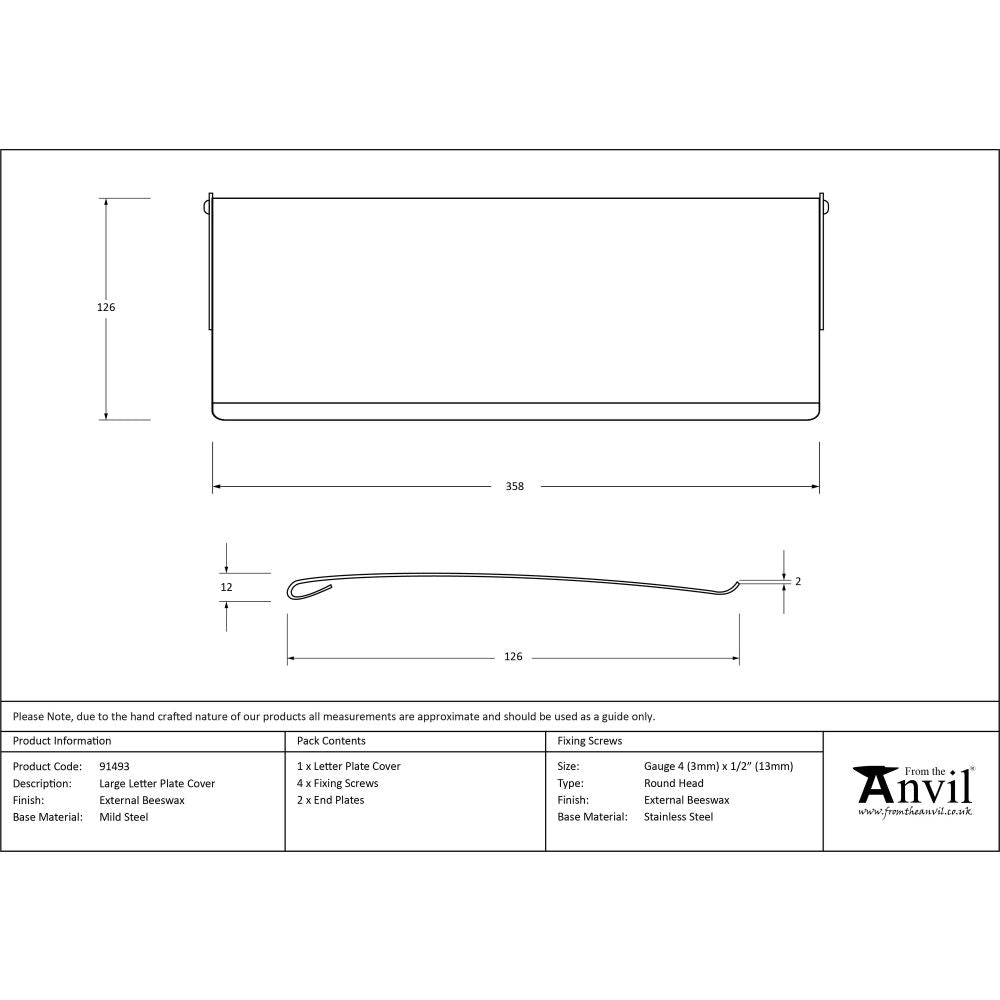 From The Anvil - External Beeswax Large Letter Plate Cover | Sku. 91493 | Trade Door Handles.