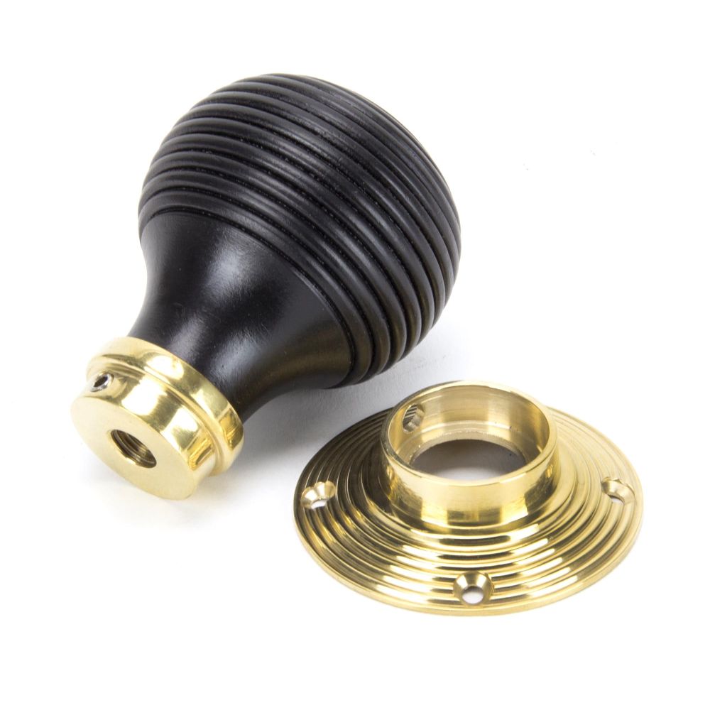 From The Anvil - Ebony & Polished Brass Beehive Mortice/Rim Knob Set | Sku. 91729 | Trade Door Handles.