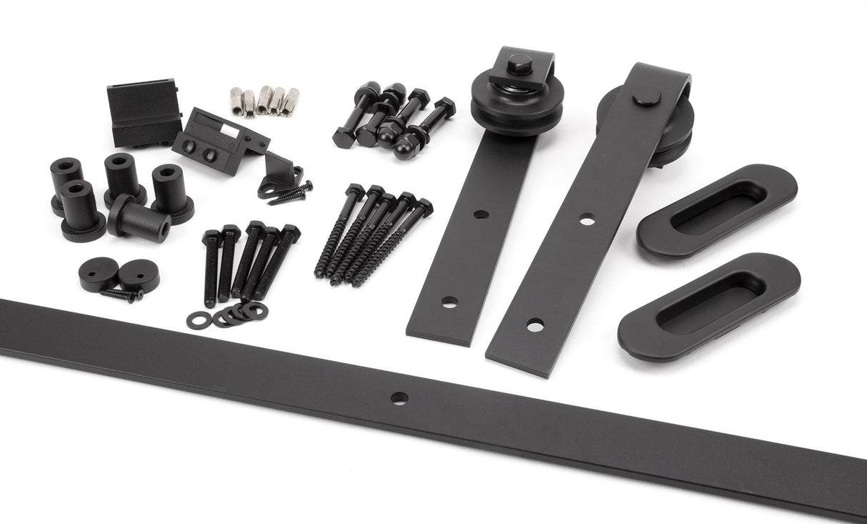 From The Anvil - 100kg Black Sliding Door Hardware Kit (2m Track) | Sku. 91793 | Trade Door Handles.