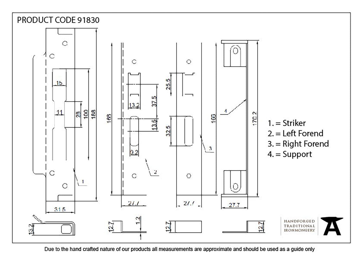 From The Anvil - PVD 1/2" Rebate Kit for Sash Lock | Sku. 91830 | Trade Door Handles.