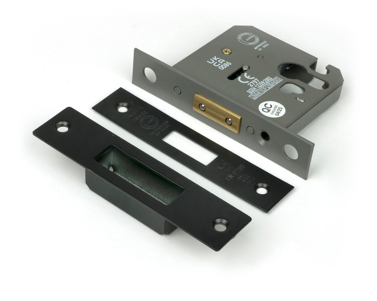 From The Anvil - Black 3" Euro Profile Dead Lock | Sku. 91846 | Trade Door Handles.