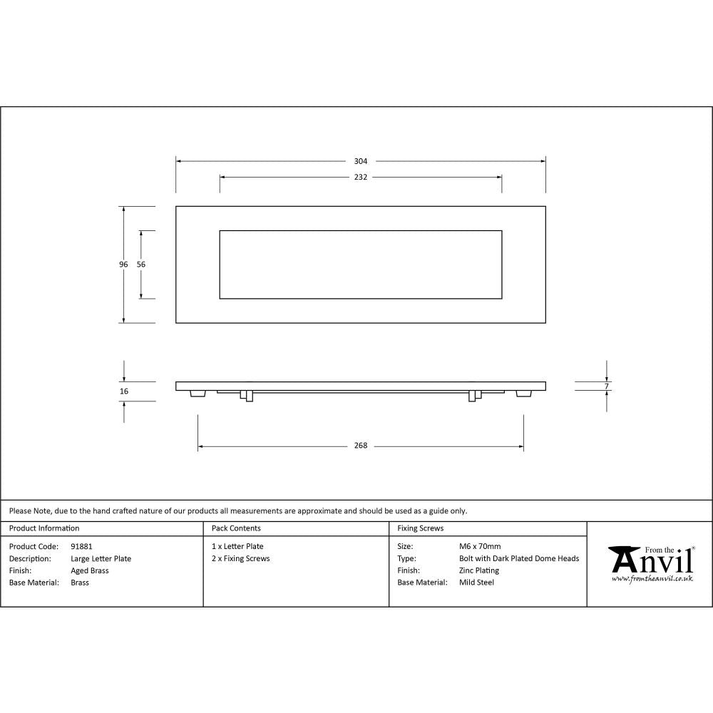 From The Anvil - Aged Brass Large Letter Plate | Sku. 91881 | Trade Door Handles.