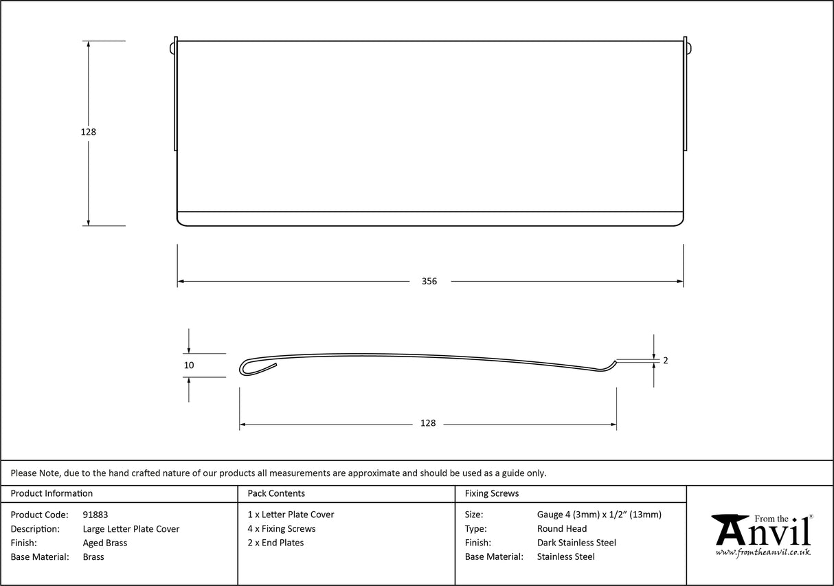 From The Anvil - Aged Brass Large Letter Plate Cover | Sku. 91883 | Trade Door Handles.