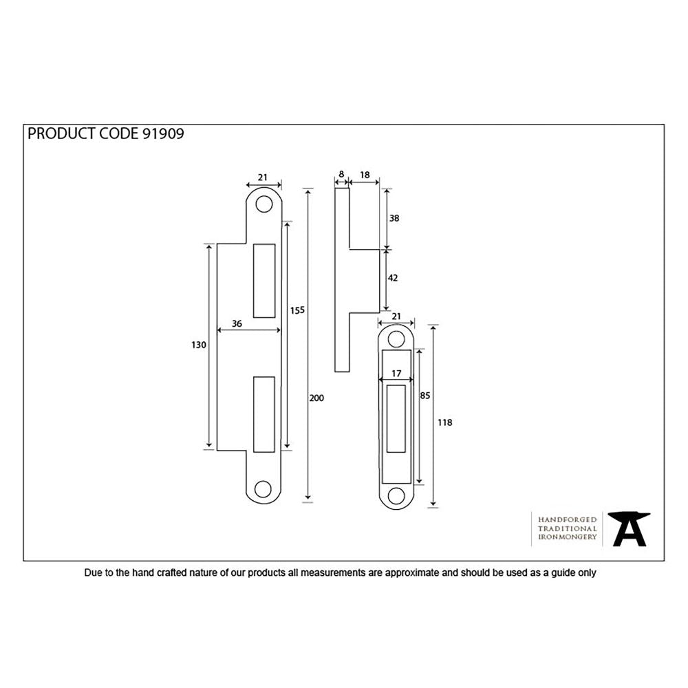 From The Anvil - Bright Zinc Plated Espag Keep Set - 44mm Door | Sku. 91909 | Trade Door Handles.