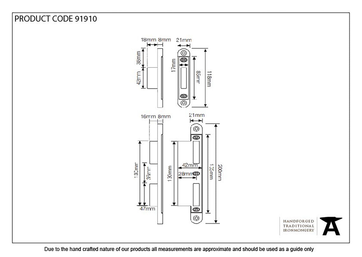 From The Anvil - Bright Zinc Plated Espag Keep Set - 57mm Door | Sku. 91910 | Trade Door Handles.