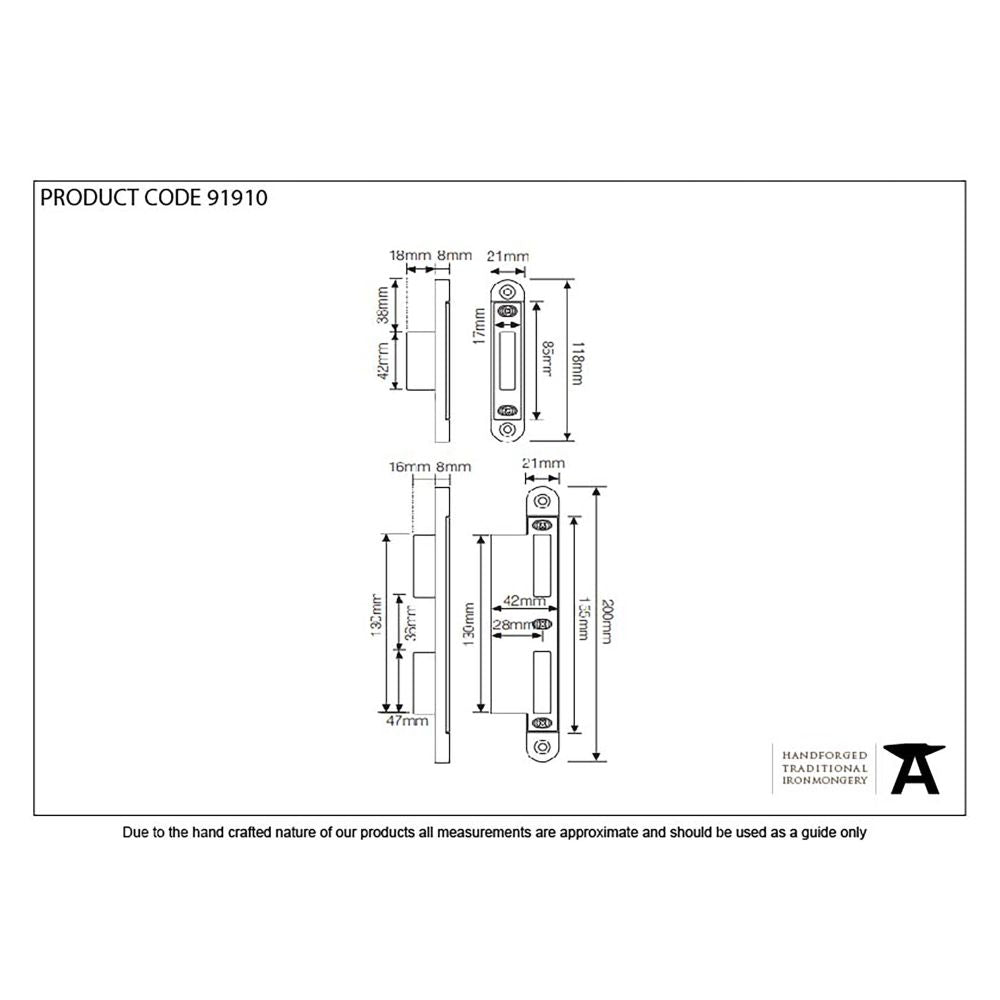 From The Anvil - Bright Zinc Plated Espag Keep Set - 57mm Door | Sku. 91910 | Trade Door Handles.
