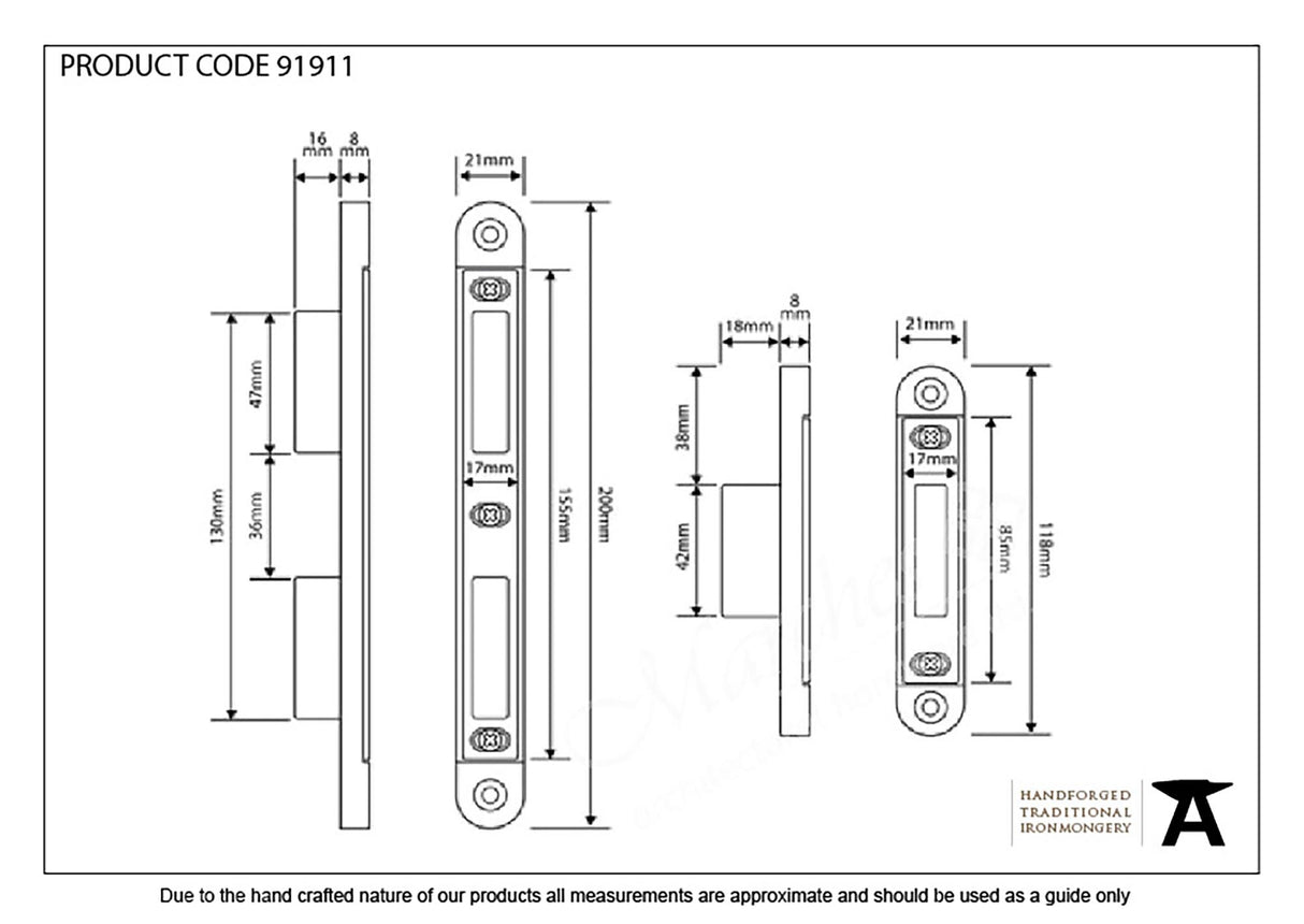 From The Anvil - Bright Zinc Plated Espag Plain Keep Set | Sku. 91911 | Trade Door Handles.