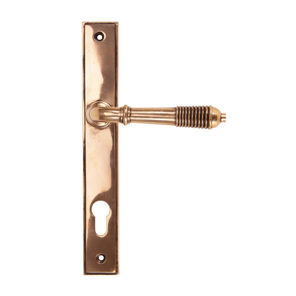 From The Anvil - Polished Bronze Reeded Slimline Lever Espag. Lock | Sku. 91912 | Trade Door Handles.