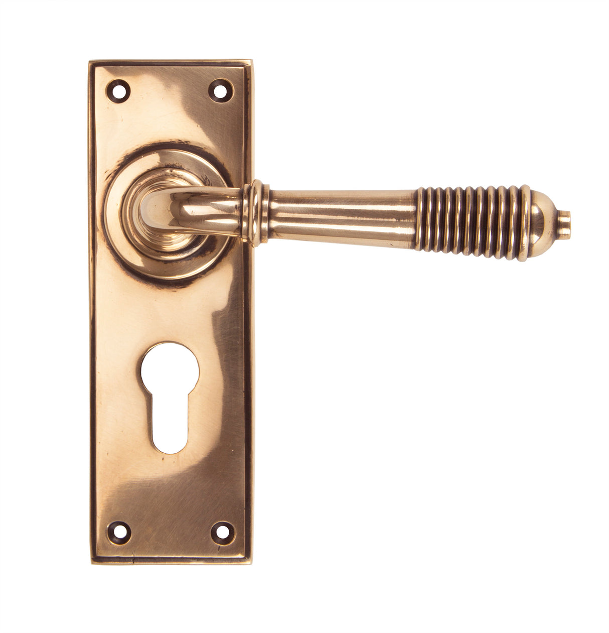 From The Anvil - Polished Bronze Reeded Lever Euro Lock Set | Sku. 91916 | Trade Door Handles.
