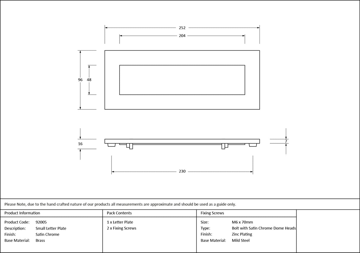 From The Anvil - Satin Chrome Small Letter Plate | Sku. 92005 | Trade Door Handles.