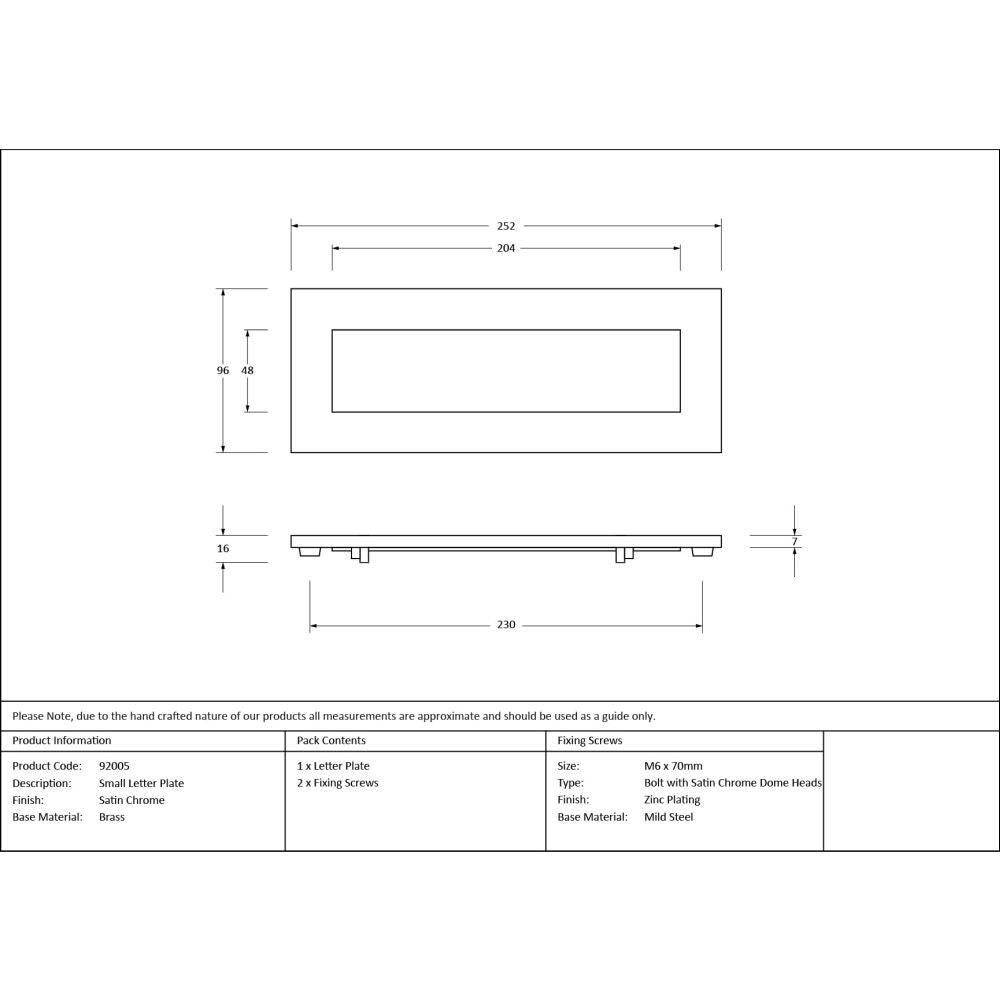 From The Anvil - Satin Chrome Small Letter Plate | Sku. 92005 | Trade Door Handles.