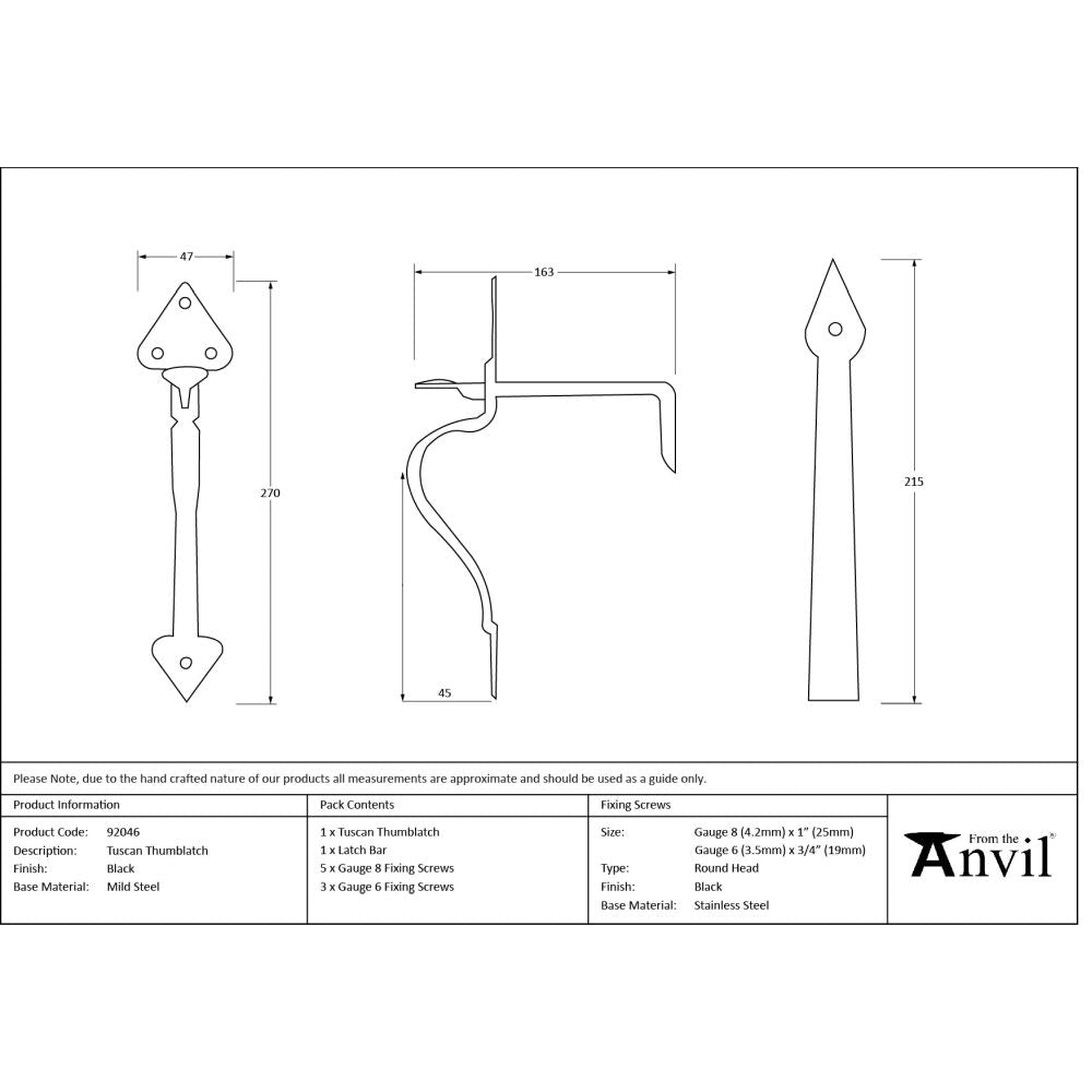 From The Anvil - Black Tuscan Thumblatch | Sku. 92046 | Trade Door Handles.