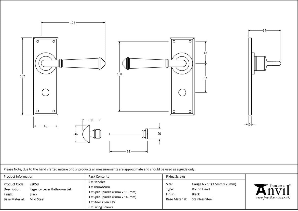 From The Anvil - Black Regency Lever Bathroom Set | Sku. 92059 | Trade Door Handles.