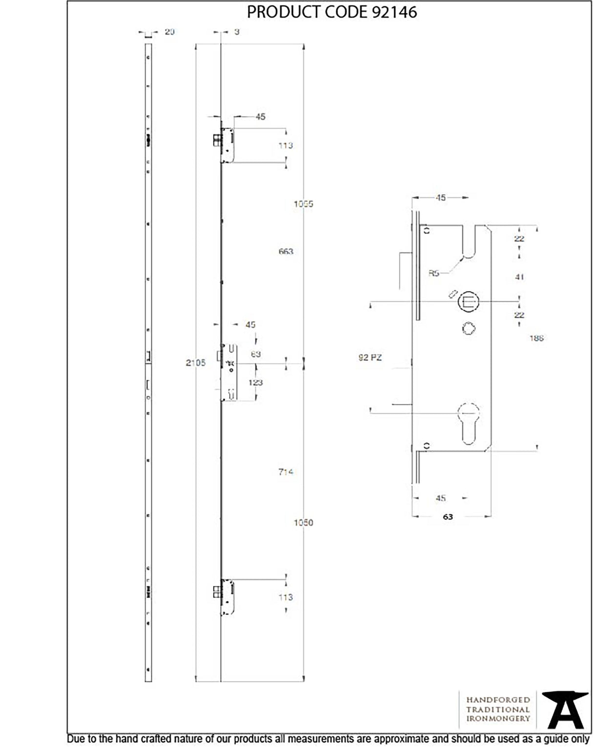 From The Anvil - BZP Winkhaus 2.1m Thunderbolt Espag Lock 45mmBS | Sku. 92146 | Trade Door Handles.