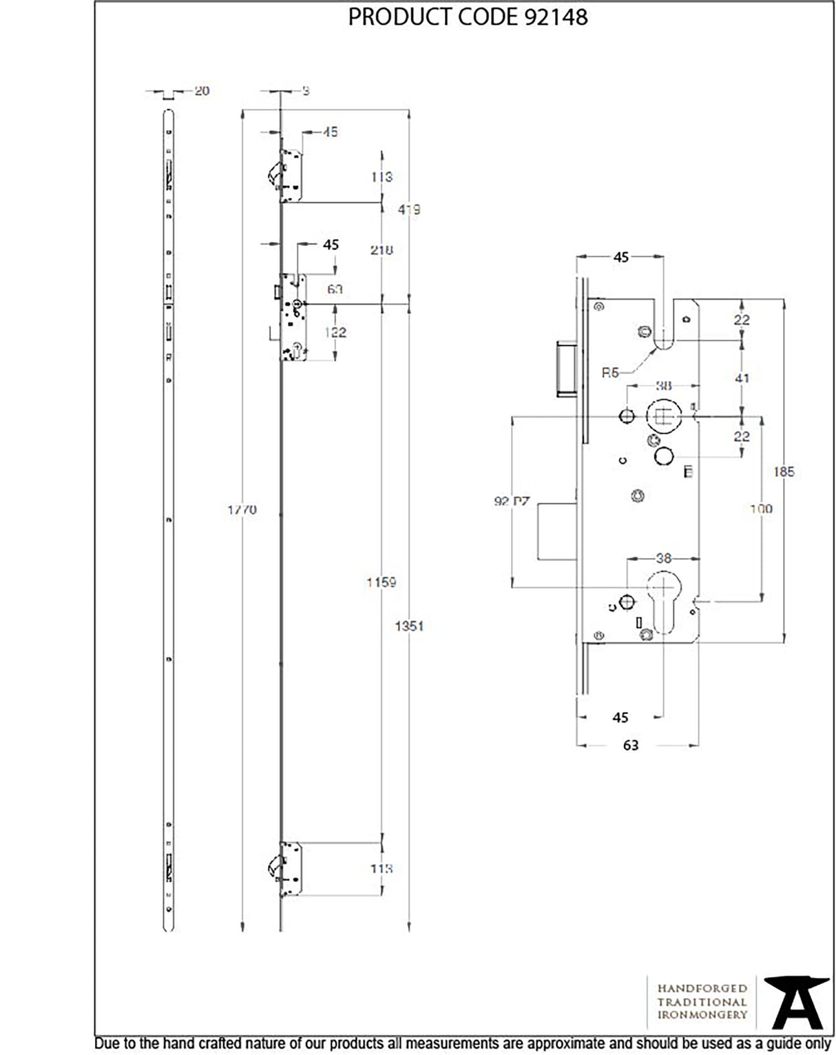 From The Anvil - BZP Winkhaus 1.77m AV2 RH Heritage Lock 45mmBS | Sku. 92148 | Trade Door Handles.