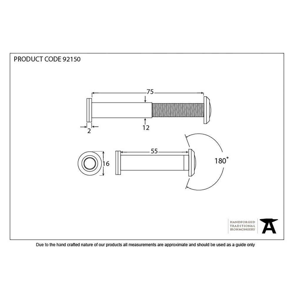 From The Anvil - Lacquered Brass Door Viewer 180ÃÆ€™Ãƒ€ ‚¬„¢ÃƒÆ’¢‚¬Å¡¬Ãƒ€¦¡ÃƒÆ’Æ€™€š¬Ã…¡ÃƒÆ’‚¬Å¡° (55-75mm Door) | Sku. 92150 | Trade Door Handles.