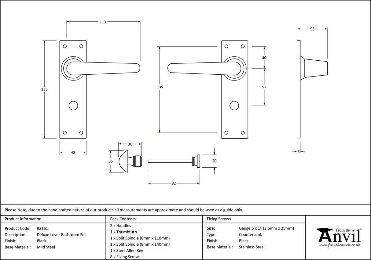 From The Anvil - Black Deluxe Lever Bathroom Set | Sku. 92161 | Trade Door Handles.