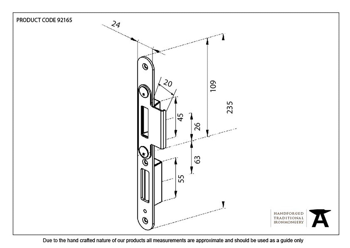 From The Anvil - BZP Winkhaus Centre Latch Keep LH 56mm Door | Sku. 92165 | Trade Door Handles.
