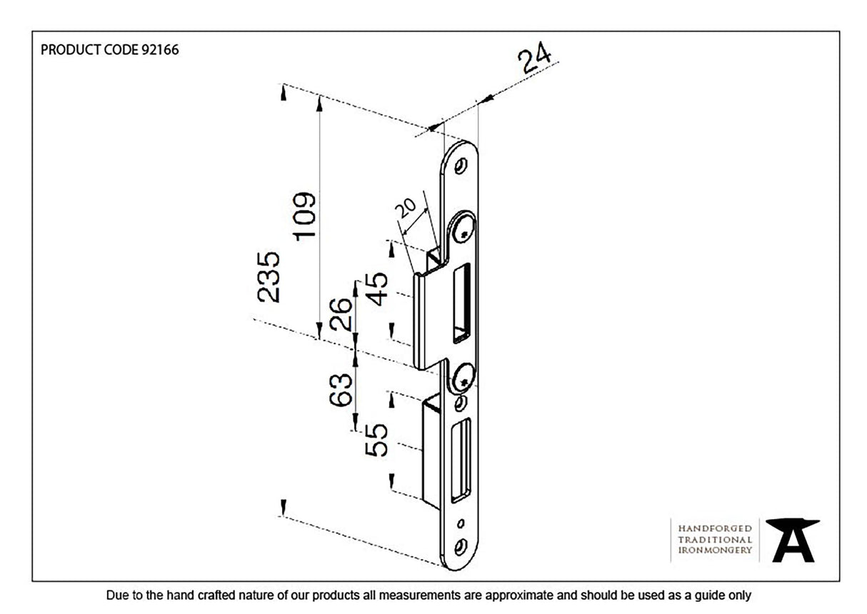 From The Anvil - BZP Winkhaus Centre Latch Keep RH 56mm Door | Sku. 92166 | Trade Door Handles.