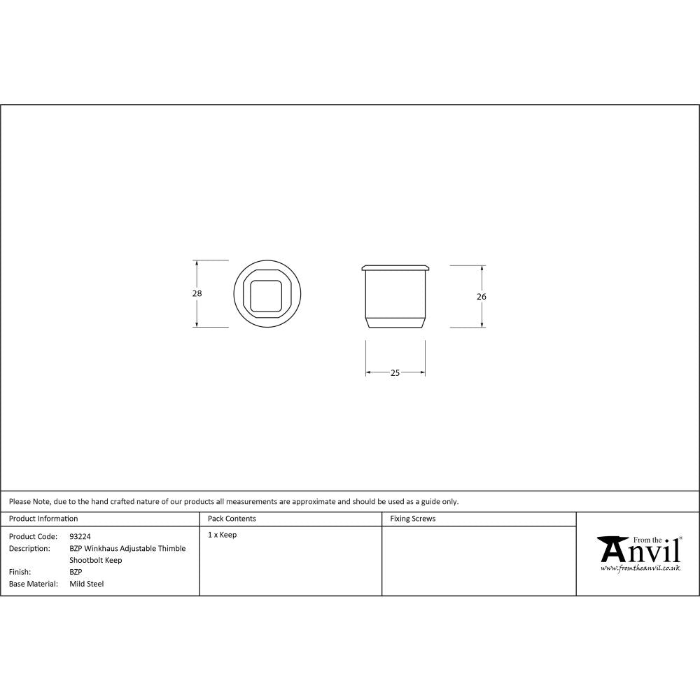 From The Anvil - BZP Adjustable Thimble Shootbolt Keep | Sku. 93224 | Trade Door Handles.