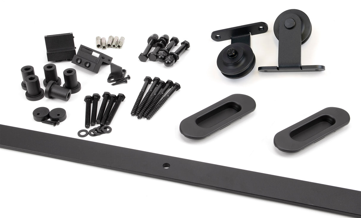 From The Anvil - 100kg Black (Top Mount) Sliding Door Hardware Kit (3m Track) | Sku. 93231 | Trade Door Handles.