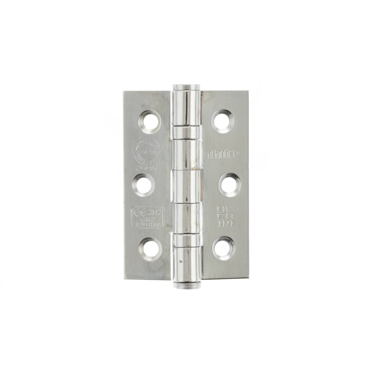 Quality image of Atlantic CE Fire Rated Grade 7 Ball Bearing Hinges 3" x 2" x 2mm - Polished Chrome | Sku. a2h322pc | available from Trade Door Handles.