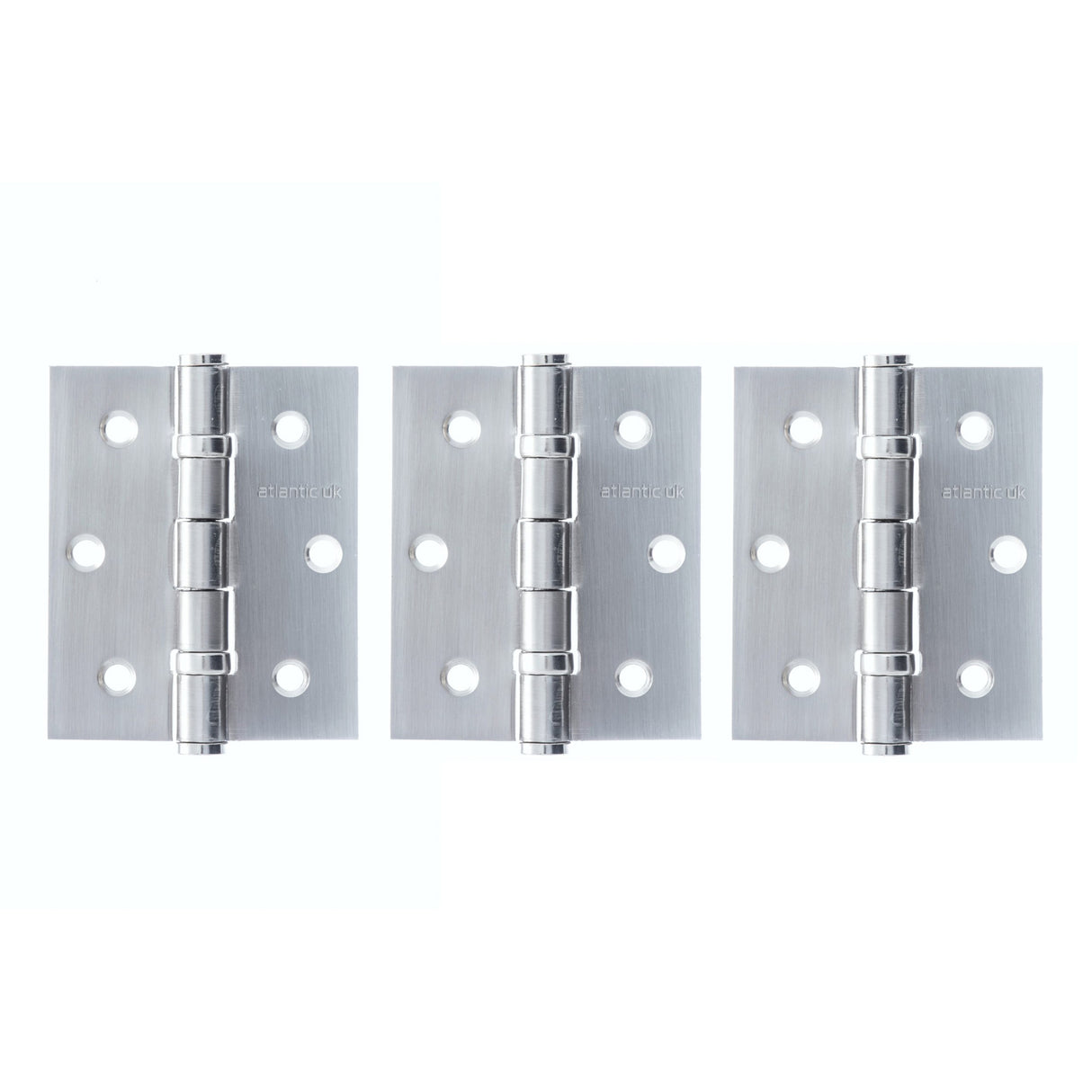 Quality image of Atlantic Ball Bearing Hinges 3" x 2.5" x 2.5mm set of 3 - Satin Chrome | Sku. a2hb32525sc-3 | available from Trade Door Handles.