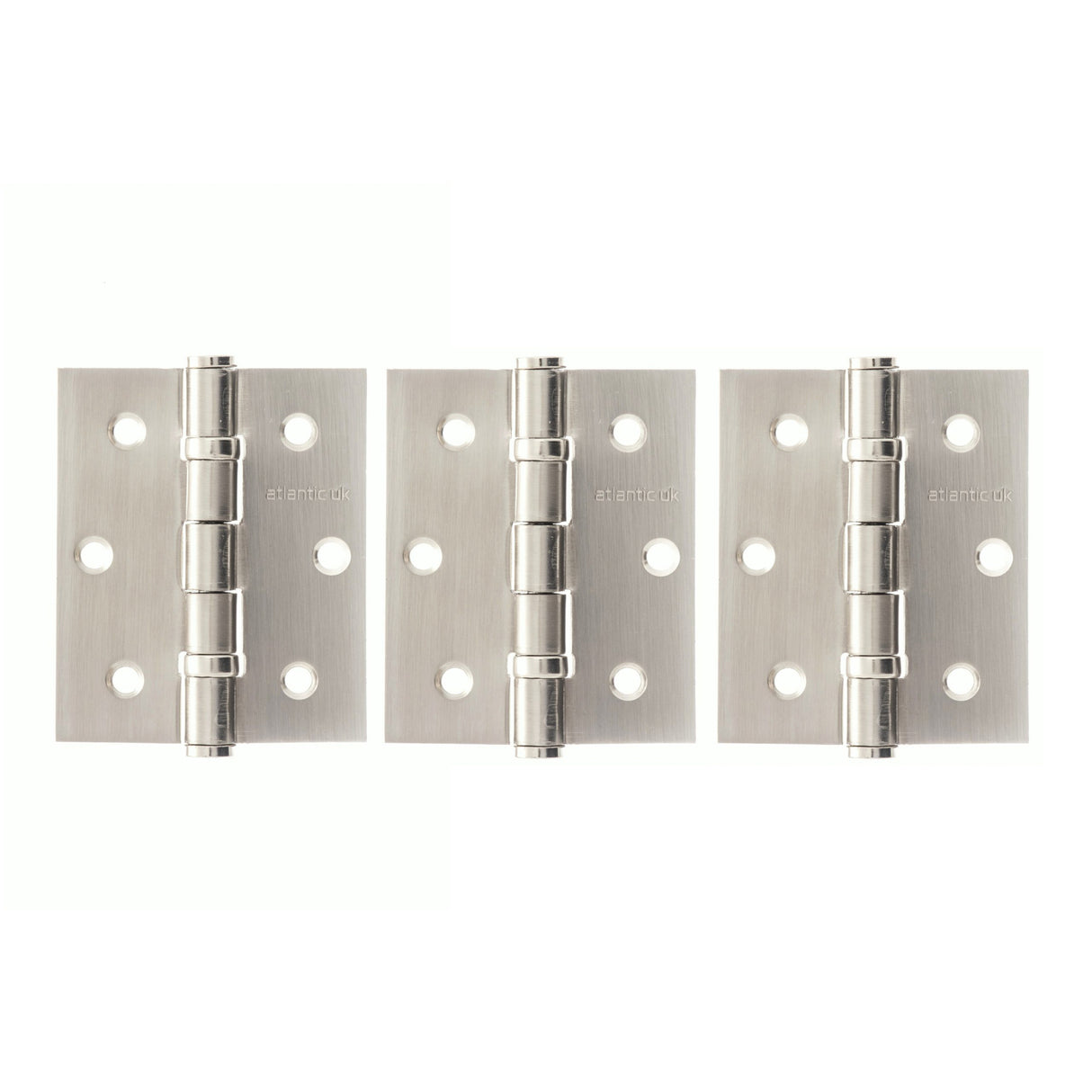 Quality image of Atlantic Ball Bearing Hinges 3" x 2.5" x 2.5mm set of 3 - Satin Nickel | Sku. a2hb32525sn-3 | available from Trade Door Handles.