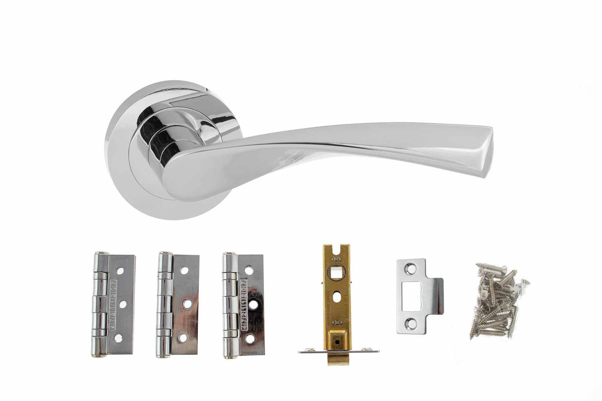 Quality image of Atlantic Aqua Door Pack Bundle (3" Latch + 3"x2" Hingesx3) - Polished Chrome | Sku. adpbeco20pc3 | available from Trade Door Handles.
