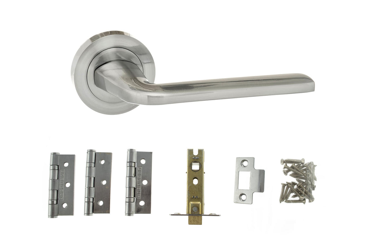 Quality image of Atlantic Surf Door Pack Bundle (3" Latch, 3"x2" Hingesx3) - Satin Chrome | Sku. adpbeco60sc3 | available from Trade Door Handles.
