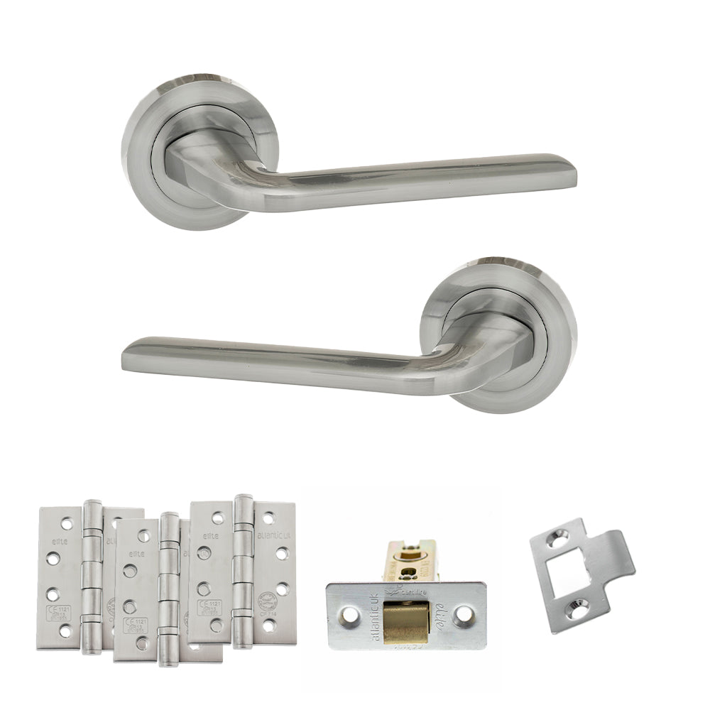 Quality image of Eco Surf Door Handle Pack (Latch Set - 3" CE Latch, 4" Fire Rated Hinges x3) - Satin Chrome | Sku. adpeco60sc4 | available from Trade Door Handles.