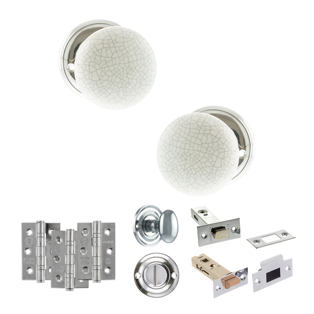 Quality image of Old English Skipton Door Knob Pack (Bathroom Set - 4" Deadbolt, 3" Fire Rated Hinges x3) - Polished Chrome | Sku. adpoe59cmkwhpc61 | available from Trade Door Handles.