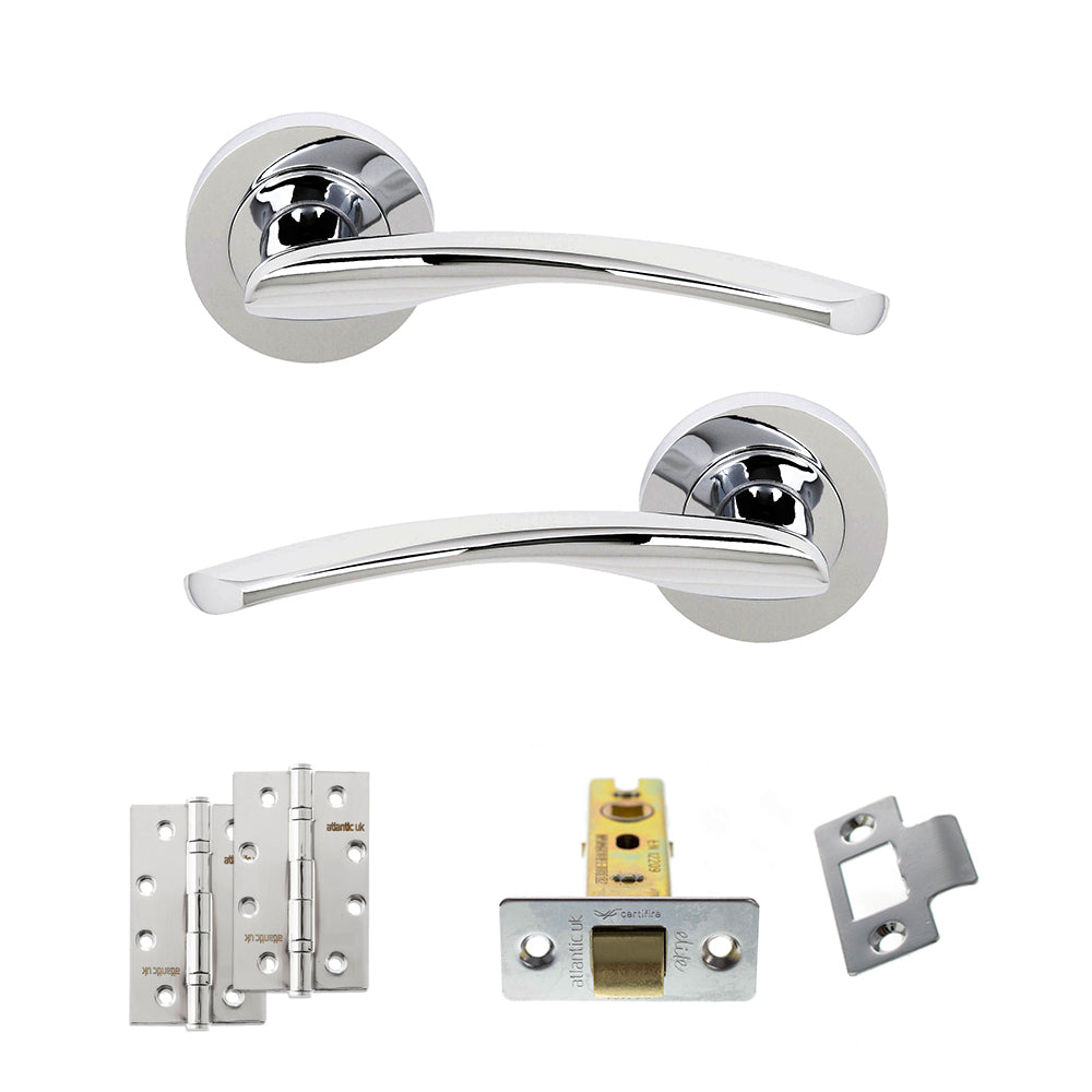 Quality image of STATUS Arizona Door Handle Pack (Latch Set - 2.5" CE Latch, 4" Slim Knuckle Hinges x2) - Polished Chrome | Sku. adps22rpc5 | available from Trade Door Handles.