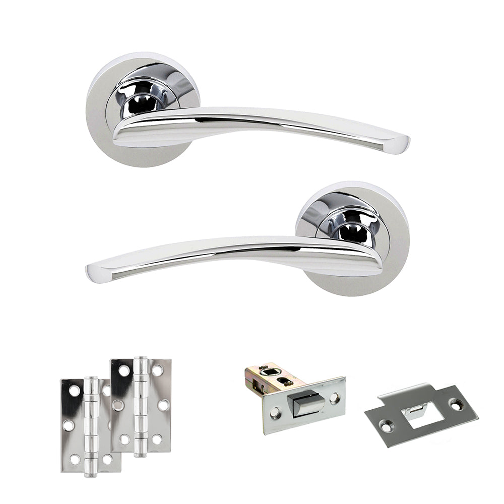 Quality image of STATUS Arizona Door Handle Pack (Latch Set - 2.5" Latch, 3" Hinges x2) - Polished Chrome | Sku. adps22rpc7 | available from Trade Door Handles.