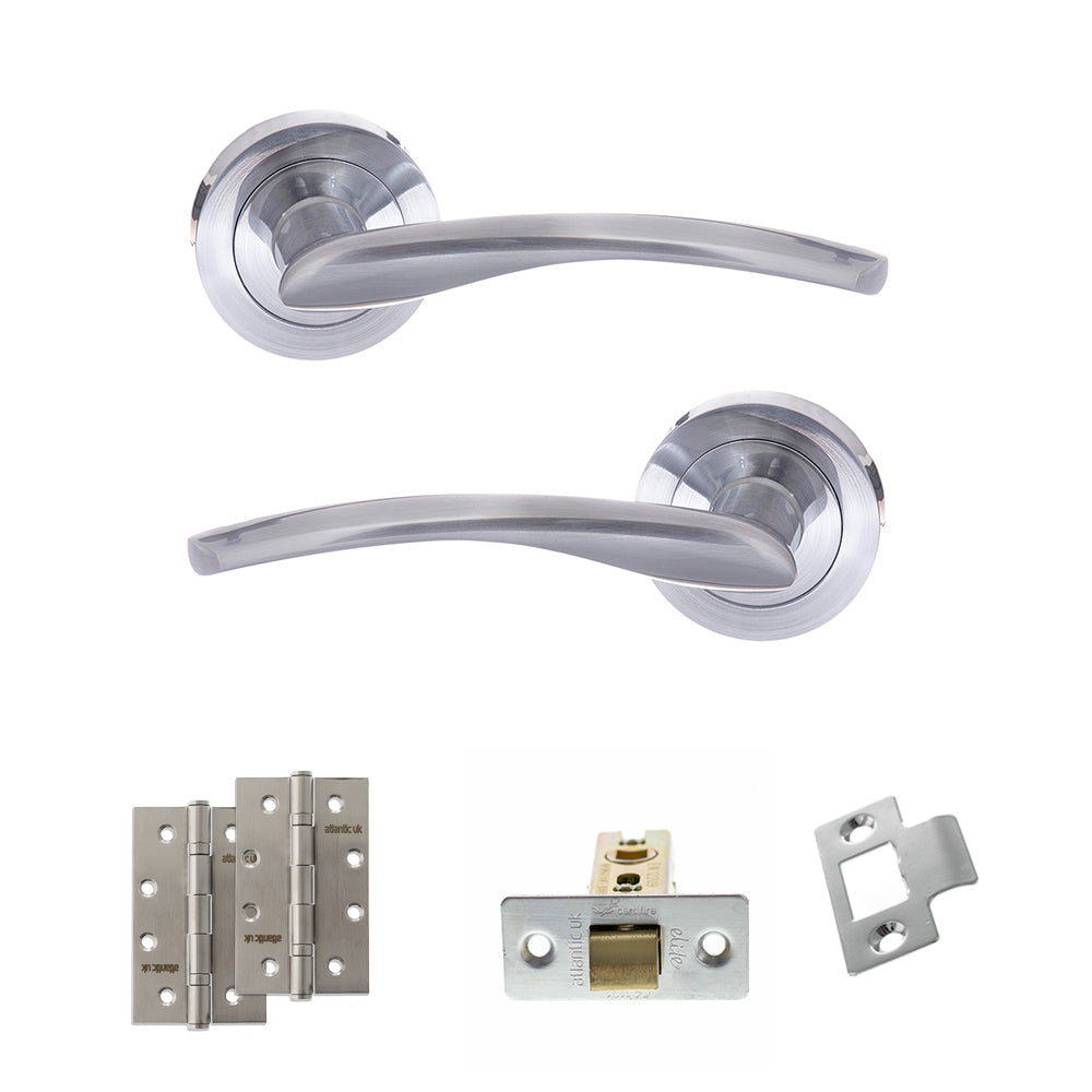 Quality image of STATUS Arizona Door Handle Pack (Latch Set - 2.5" CE Latch, 4" Slim Knuckle Hinges x2) - Satin Chrome | Sku. adps22rsc5 | available from Trade Door Handles.