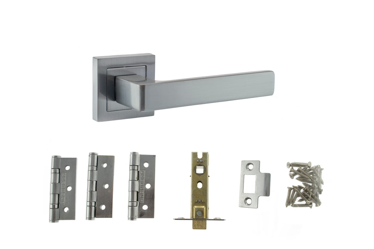 Quality image of Atlantic Montana Door Pack Bundle (2.5" Latch, 3"x2" Hingesx3) - Satin Chrome | Sku. adpbs40ssc25 | available from Trade Door Handles.