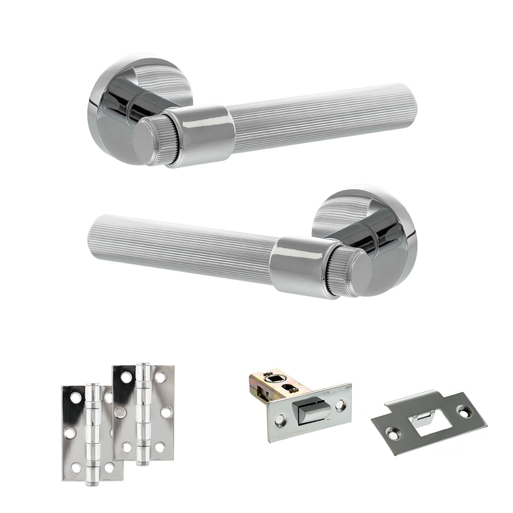Quality image of Senza Pari Fasana Door Handle Pack (Latch Set - 2.5" Latch, 3" Hinges x2) - Polished Chrome | Sku. adpspr165pc7 | available from Trade Door Handles.