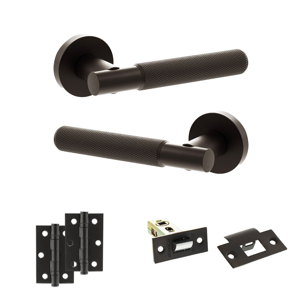 Quality image of Senza Pari Rosarno Door Handle Pack (Latch Set - 2.5" Latch, 3" Hinges x2) - Urban Dark Bronze | Sku. adpspr170udb7 | available from Trade Door Handles.