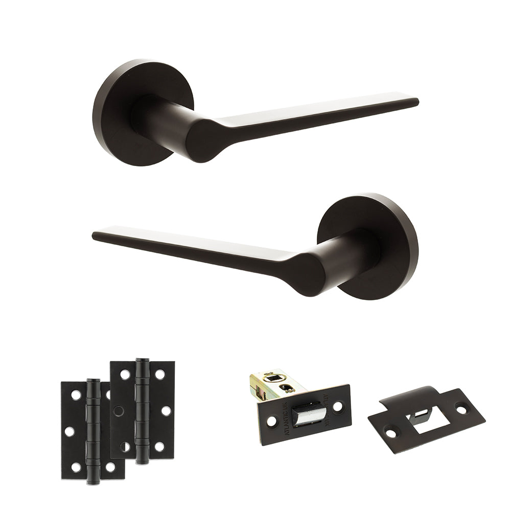 Quality image of Senza Pari Laviano Door Handle Pack (Latch Set - 2.5" Latch, 3" Hinges x2) - Urban Dark Bronze | Sku. adpspr180udb7 | available from Trade Door Handles.