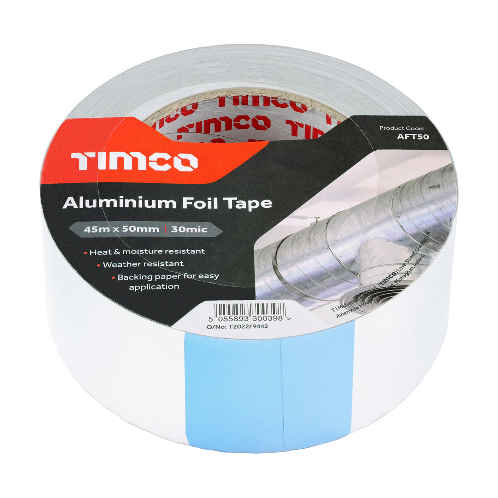 This is an image of Timco - Aluminium Foil Tape 45m x 50mm (1 Each Roll) PCSAFT50