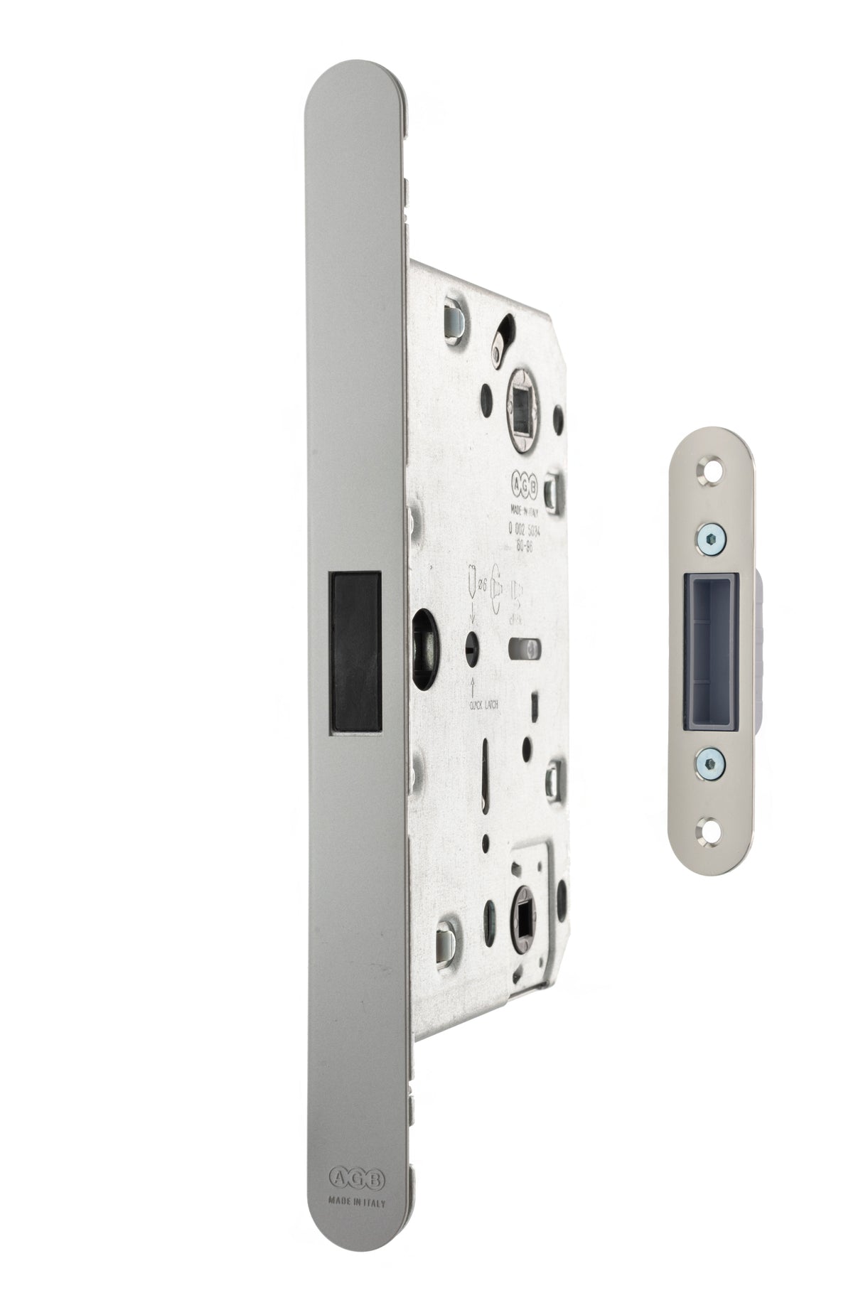 Quality image of AGB Revolution XT Magnetic Bathroom Lock 60mm backset - Satin Chrome | Sku. agbmlwcsc | available from Trade Door Handles.