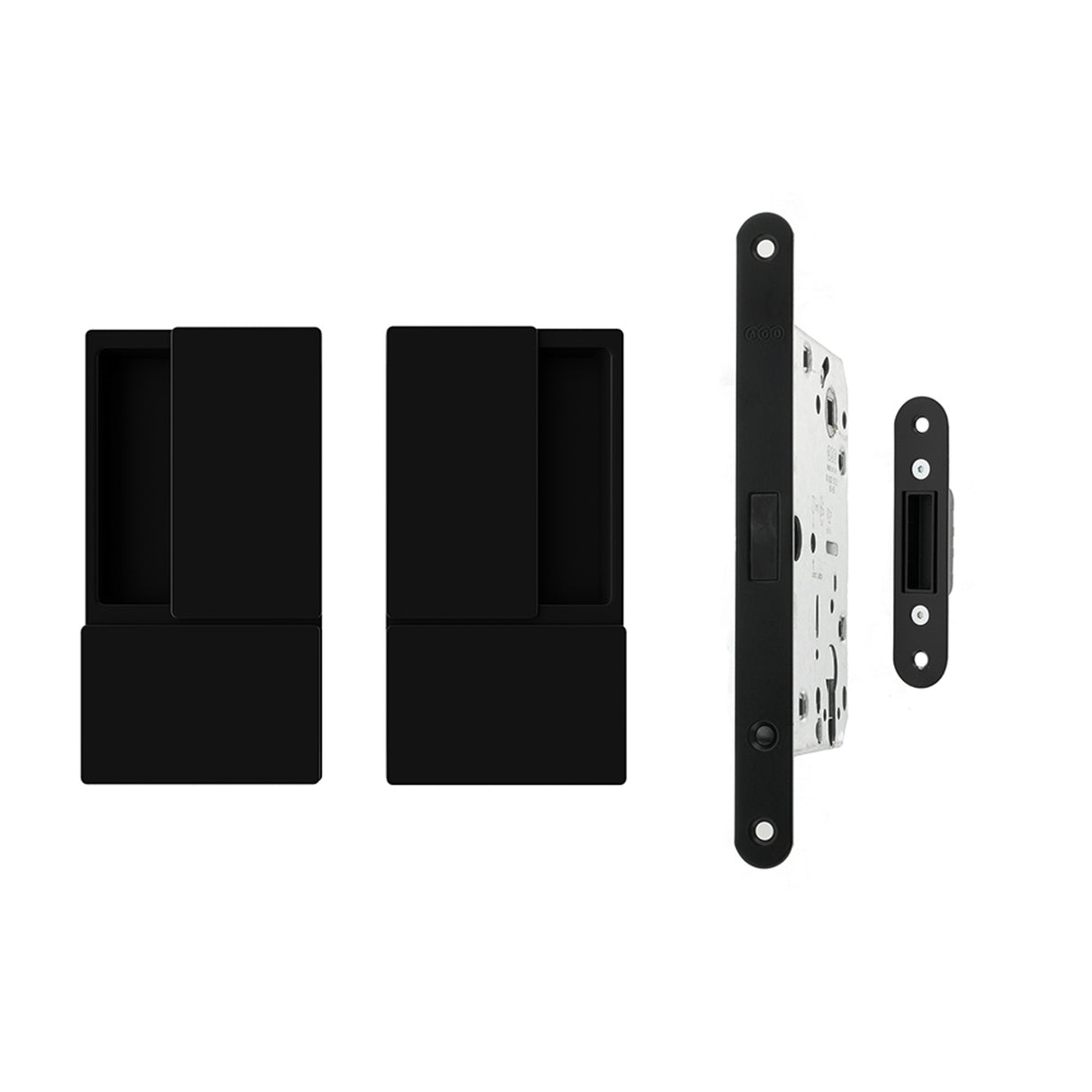 Quality image of AGB Wave Flush Door Handle & Euro Profile Lock Set - Matt Black | Sku. agbwemb | available from Trade Door Handles.