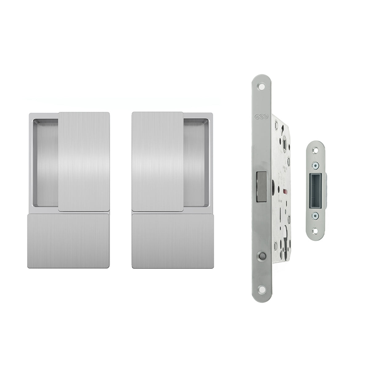 Quality image of AGB Wave Flush Door Handle & Euro Profile Lock Set - Satin Chrome | Sku. agbwesc | available from Trade Door Handles.